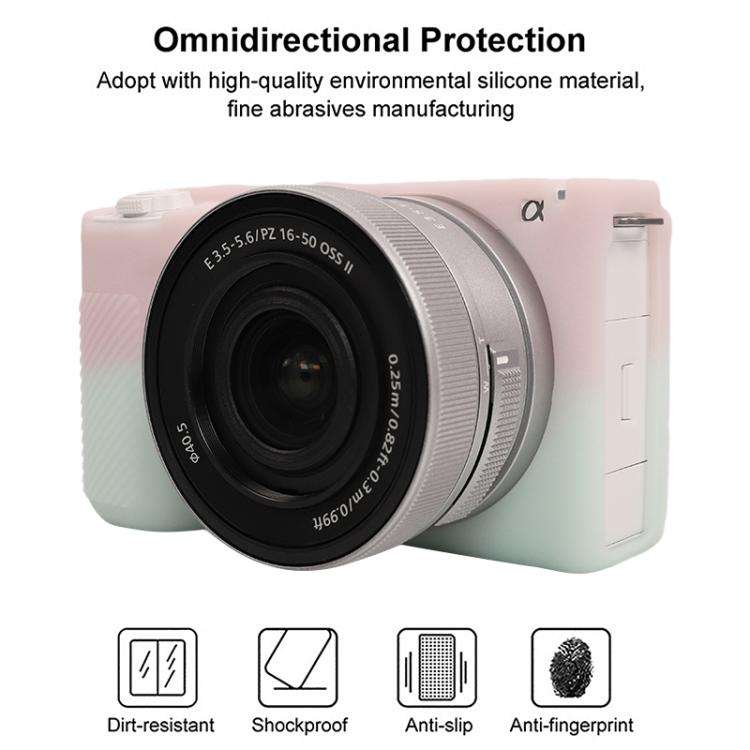 For Sony ZV-E10 II / ZV-E10M2 Litchi Texture Soft Silicone Protective Case(Jelly Pink Green)