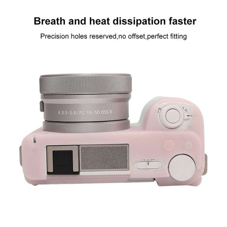 For Sony ZV-E10 II / ZV-E10M2 Litchi Texture Soft Silicone Protective Case(Jelly Pink Green)