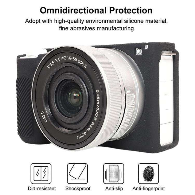For Sony ZV-E10 II / ZV-E10M2 Litchi Texture Soft Silicone Protective Case(Black)