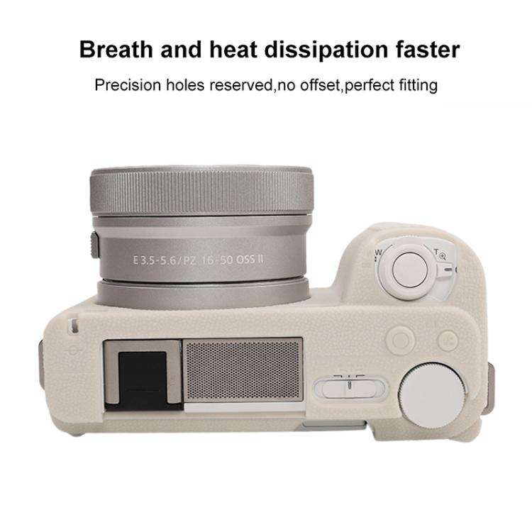 For Sony ZV-E10 II / ZV-E10M2 Litchi Texture Soft Silicone Protective Case(Beige)