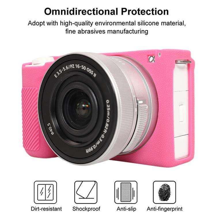 For Sony ZV-E10 II / ZV-E10M2 Litchi Texture Soft Silicone Protective Case(Rose Red)