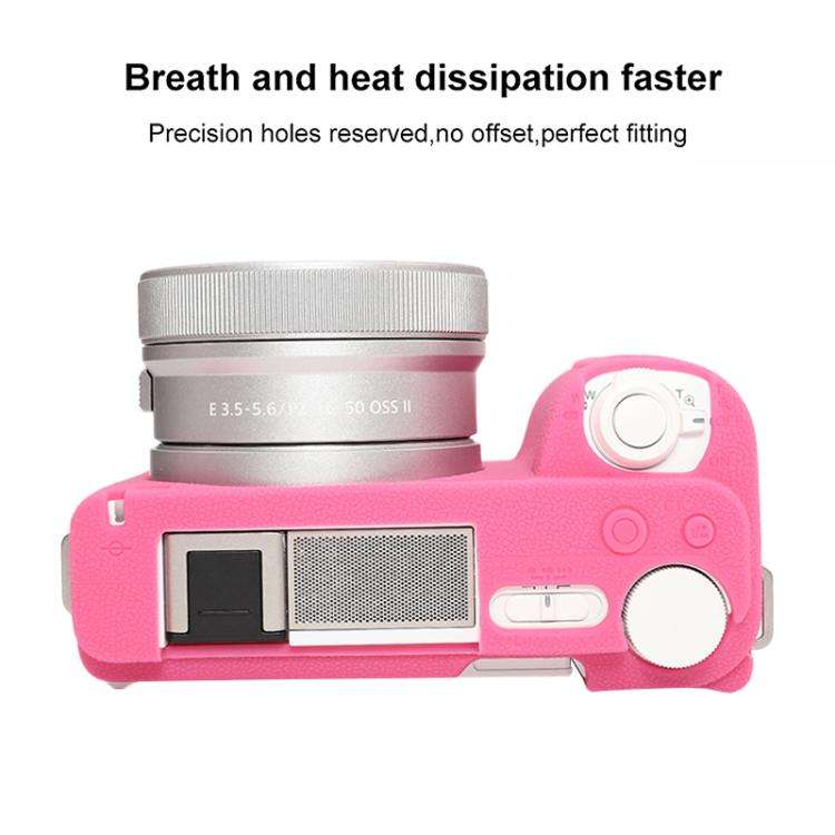 For Sony ZV-E10 II / ZV-E10M2 Litchi Texture Soft Silicone Protective Case(Rose Red)