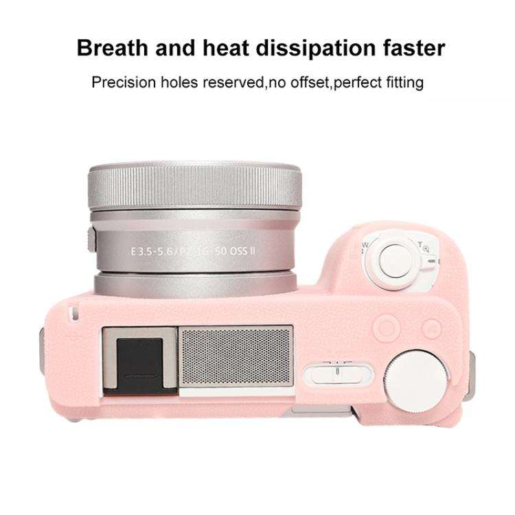 For Sony ZV-E10 II / ZV-E10M2 Litchi Texture Soft Silicone Protective Case(Light Pink)
