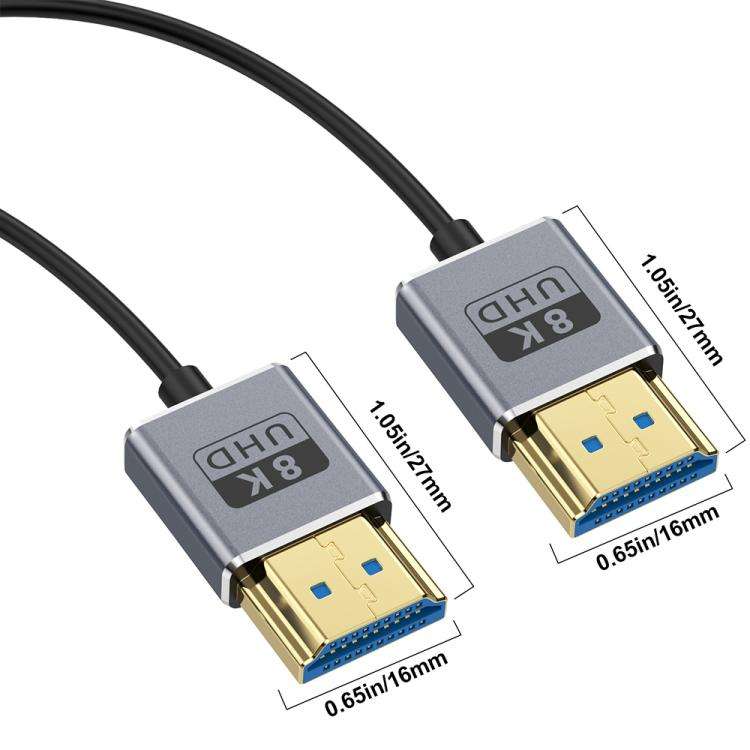 0.7m Coiled Coaxial 8K 48Gbps HDMI 2.1 Cable, Port:Straight to Straight