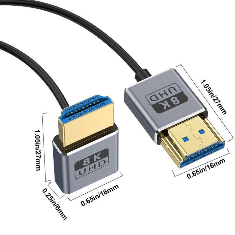 0.7m Coiled Coaxial 8K 48Gbps HDMI 2.1 Cable, Port:Upward Bend