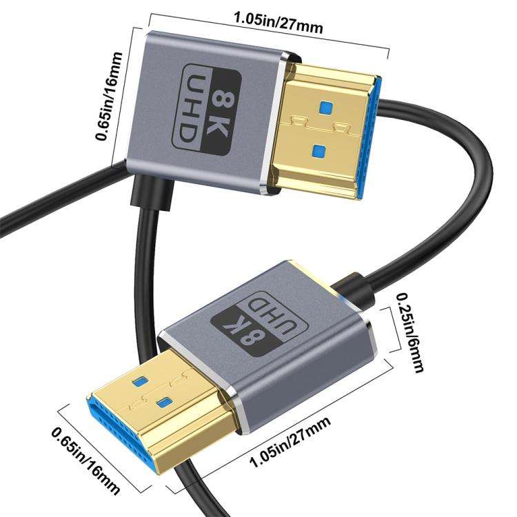 0.7m Coiled Coaxial 8K 48Gbps HDMI 2.1 Cable, Port:Right Bend