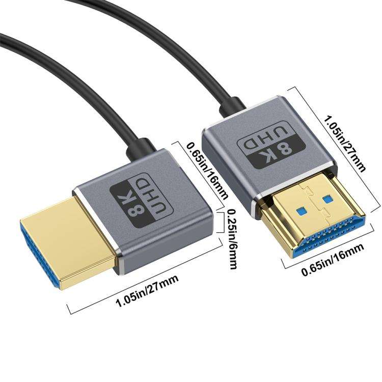 0.7m Coiled Coaxial 8K 48Gbps HDMI 2.1 Cable, Port:Left Bend