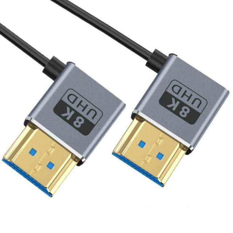 0.7m Coiled Coaxial 8K 48Gbps HDMI 2.1 Cable, Port:Right to Right Elbow