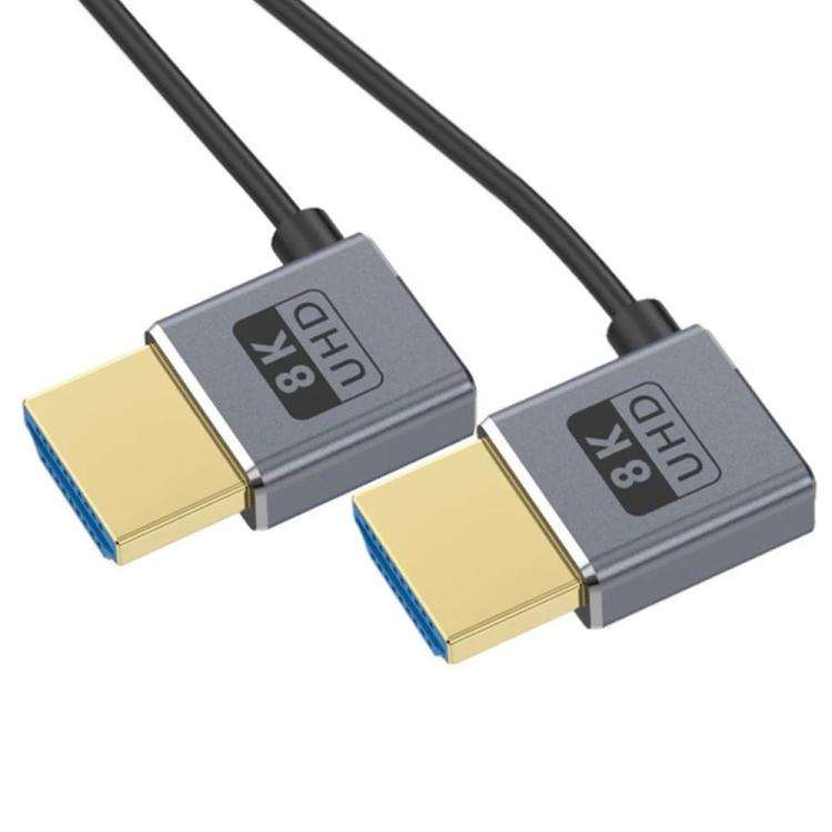 0.7m Coiled Coaxial 8K 48Gbps HDMI 2.1 Cable, Port:Left to Left Elbow