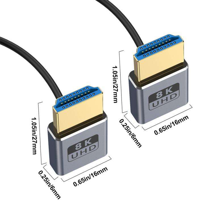 0.7m Coiled Coaxial 8K 48Gbps HDMI 2.1 Cable, Port:Up to Up Elbow