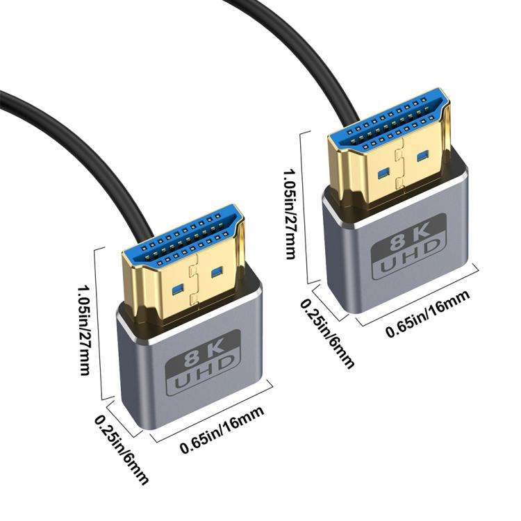 0.7m Coiled Coaxial 8K 48Gbps HDMI 2.1 Cable, Port:Down to Down Elbow
