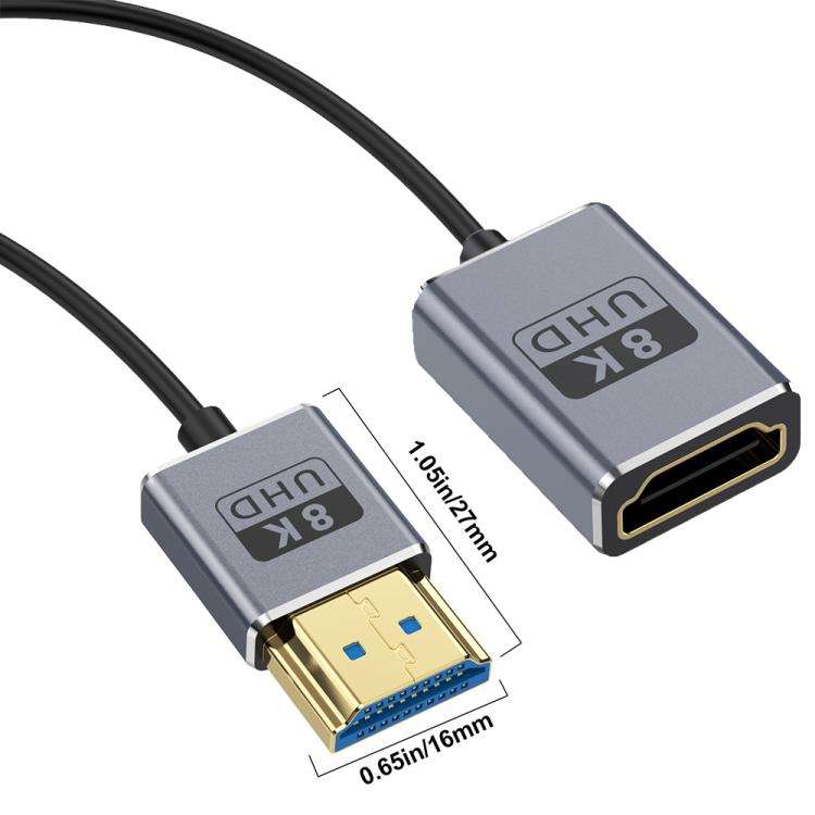 0.7m Coiled Coaxial 8K 48Gbps HDMI 2.1 Cable, Port:Male to Female Straight
