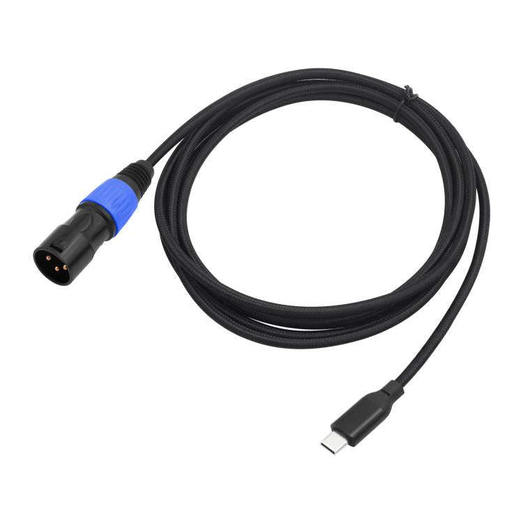 TY015 Type-C Male to XLR Male Stereo Output Audio Cable, Length:1m(Black Blue)