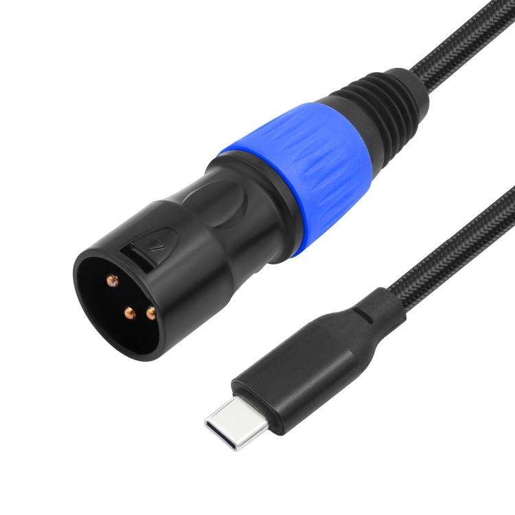 TY015 Type-C Male to XLR Male Stereo Output Audio Cable, Length:1m(Black Blue)