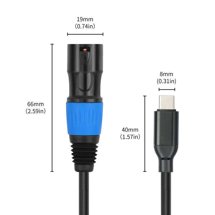 TY015 Type-C Male to XLR Male Stereo Output Audio Cable, Length:1m(Black Blue)