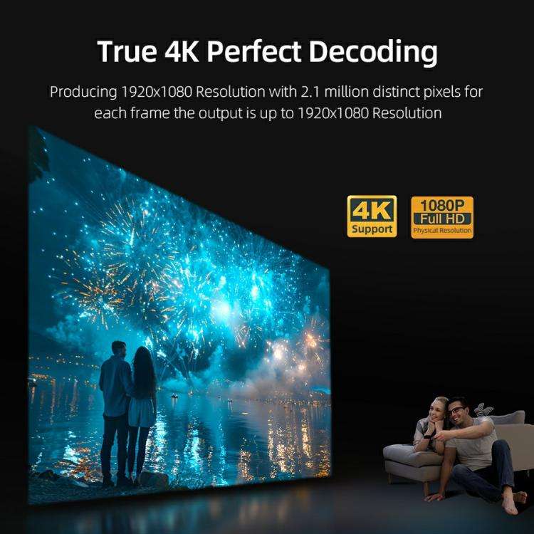 AUN U002 1920x1080P 970ANSI Android 12 Home Theater Smart Projector, EU Plug(Dark Grey)