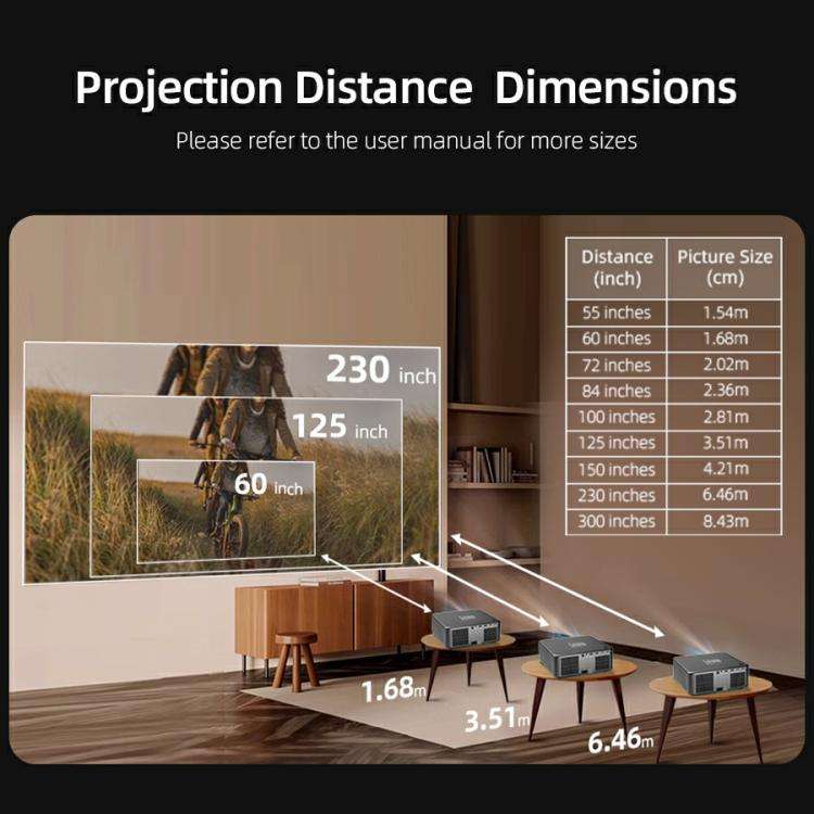 AUN U002 1920x1080P 970ANSI Android 12 Home Theater Smart Projector, EU Plug(Dark Grey)