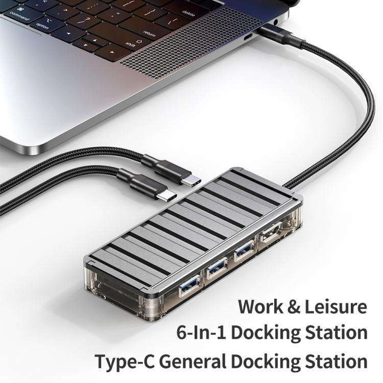 awei HUB-2 Multi-function 6 in 1 Type-C HUB Adapter(Grey)