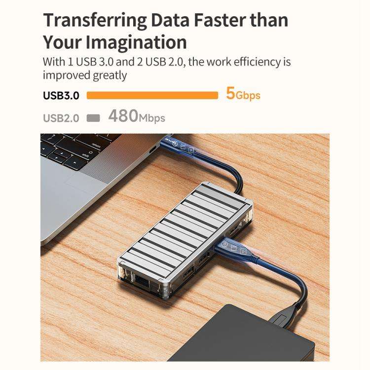 awei HUB-3 Multi-function 9 in 1 Type-C HUB Adapter(Grey)