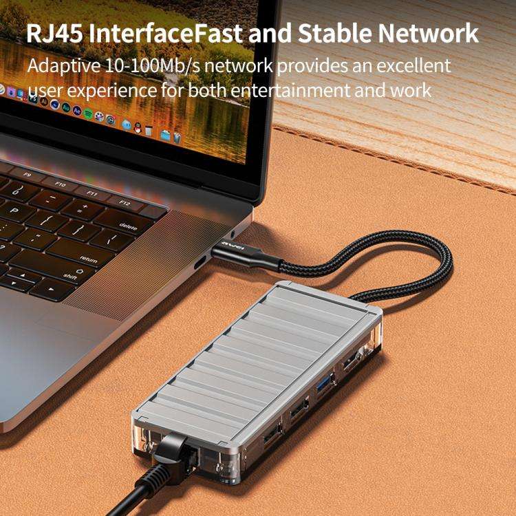 awei HUB-3 Multi-function 9 in 1 Type-C HUB Adapter(Grey)
