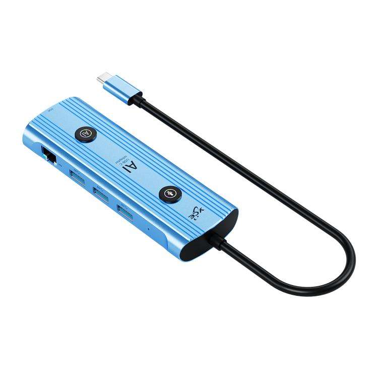 YCE V172 12 in 1 USB-C / Type-C HUB Adapter AI Docking Station(Blue)