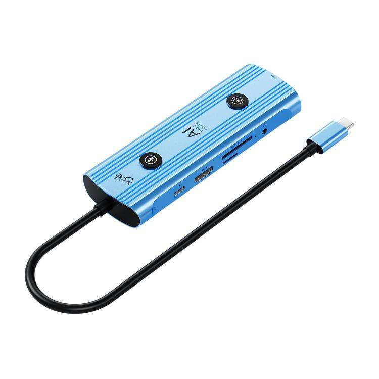 YCE V172 12 in 1 USB-C / Type-C HUB Adapter AI Docking Station(Blue)