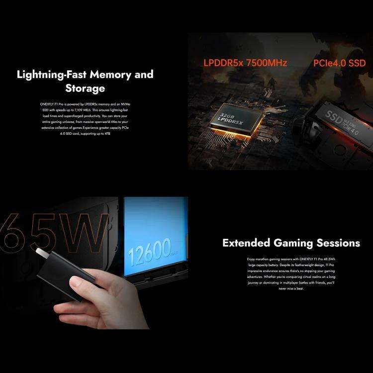 ONE-NETBOOK OneXPlayer F1 Pro 7 inch Handheld Game Console, 64GB+2TB, Windows 11 AMD Ryzen AI 9 H...