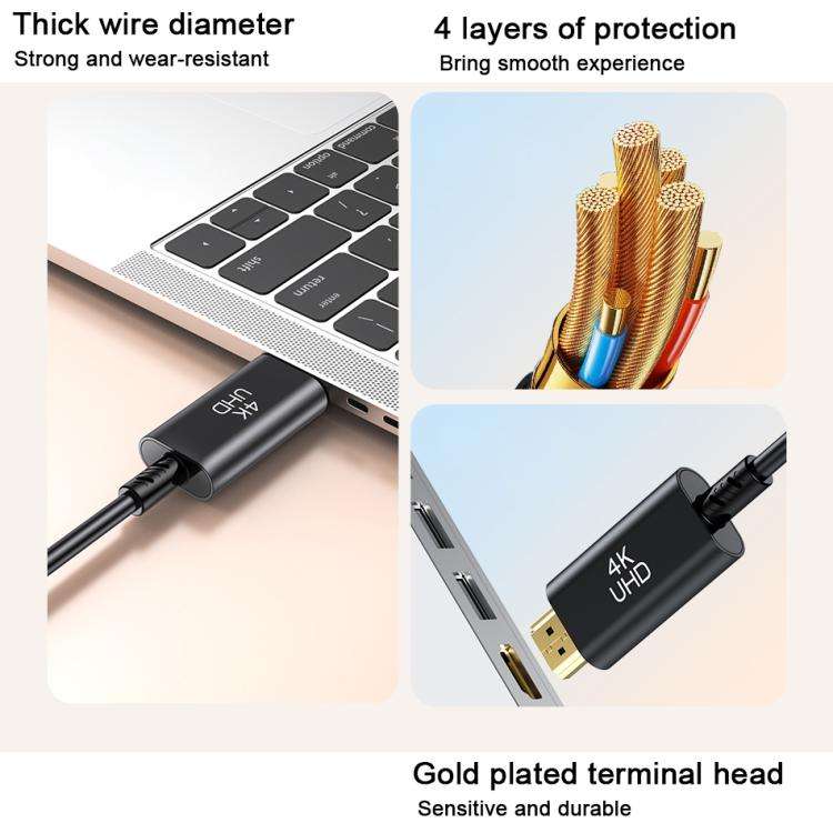 awei CL-212T USB-C / Type-C to HDMI 4K 30Hz HD Adapter Cable, Length:1.8m(Black)