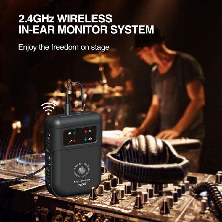 M5S Wireless In-Ear Monitor System for Stage Live Broadcast 2.4G Transmitter & Receiver(Black)