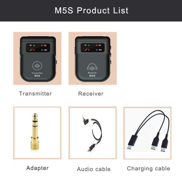 M5S Wireless In-Ear Monitor System for Stage Live Broadcast 2.4G Transmitter & Receiver(Black)
