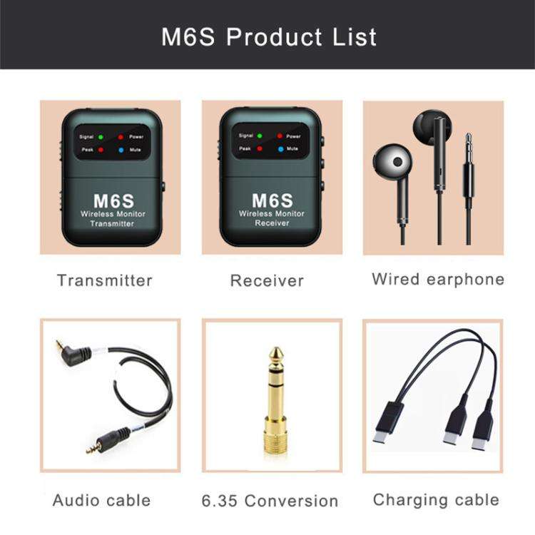 M6S Stereo Wireless In-Ear Monitor System 2.4G Transmitter & Receiver(Black)