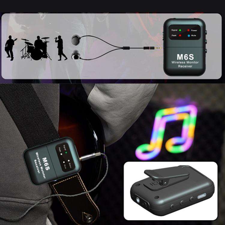 M6S Stereo Wireless In-Ear Monitor System 2.4G Transmitter & Receiver(Black)
