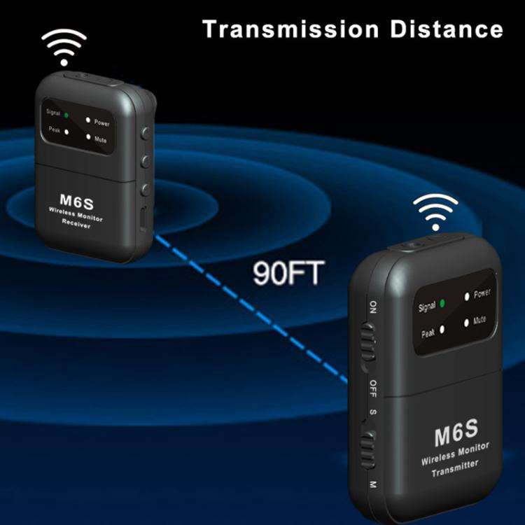 M6S Stereo Wireless In-Ear Monitor System 2.4G Transmitter & Receiver(Black)