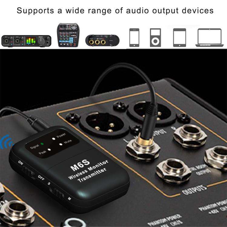M6S Stereo Wireless In-Ear Monitor System 2.4G Transmitter & Receiver(Black)