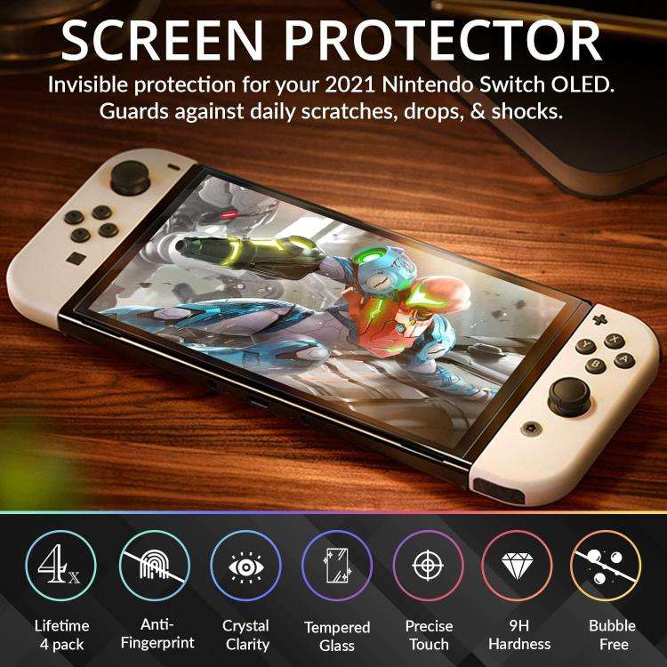 For Nintendo Switch OLED 2.5D High Aluminum Tempered Glass Screen Protector