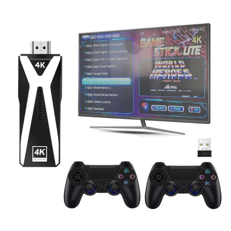M10 4K Ultra HD Game TV Stick with Dual Gamepads 2.4G Receiver, Style:64GB Basic(Black)