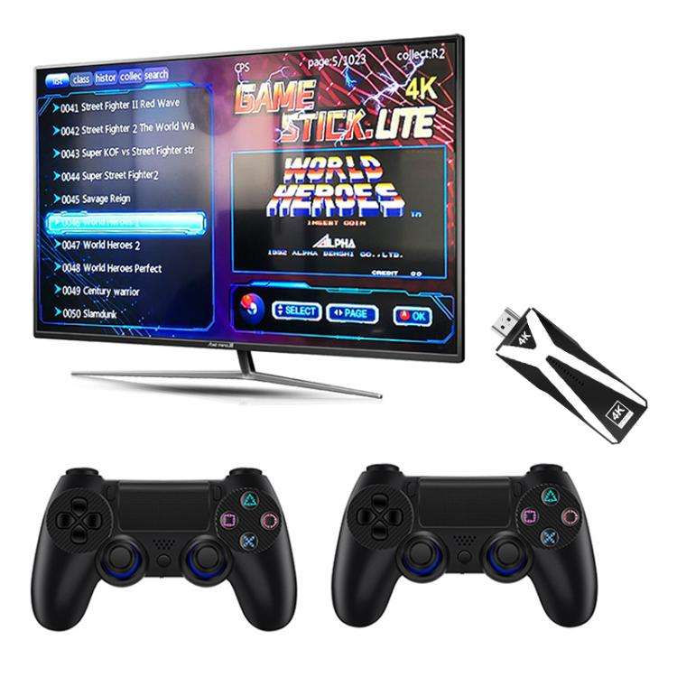 M10 4K Ultra HD Game TV Stick with Dual Gamepads 2.4G Receiver, Style:128GB + Remote Control(Black)