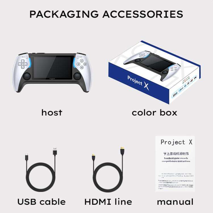 PROJECT X Handheld Game Console 4.3 inch Screen ATM 7051 CPU(White)