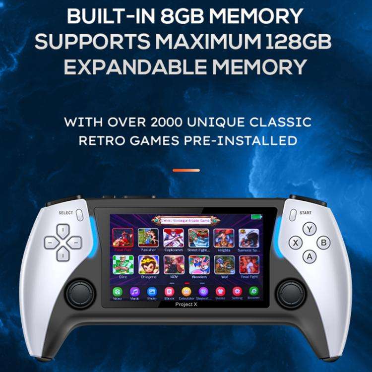 PROJECT X Handheld Game Console 4.3 inch Screen ATM 7051 CPU(White)