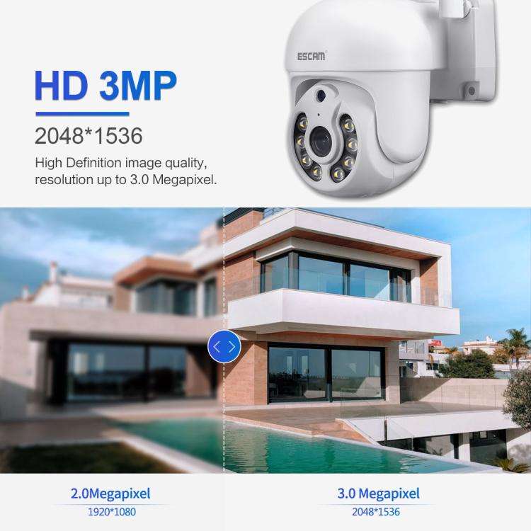 ESCAM WNK710 3MP HD Motion Detection WiFi Intelligent Dual-light Source Camera, US Plug(White)