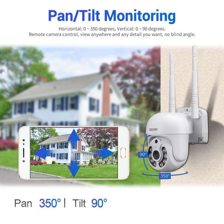 ESCAM WNK710 3MP HD Motion Detection WiFi Intelligent Dual-light Source Camera, US Plug(White)