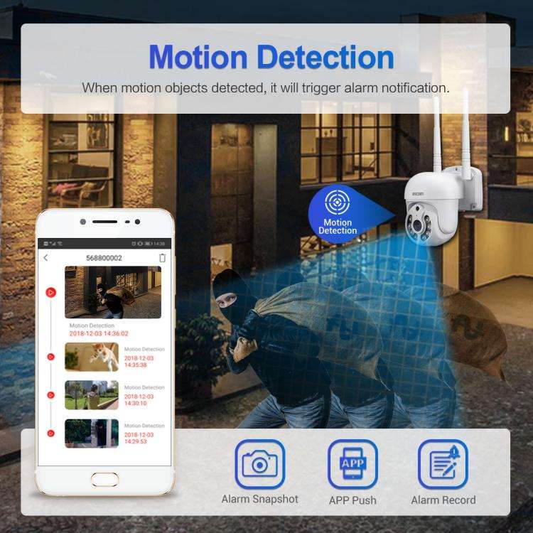 ESCAM WNK710 3MP HD Motion Detection WiFi Intelligent Dual-light Source Camera, EU Plug(White)