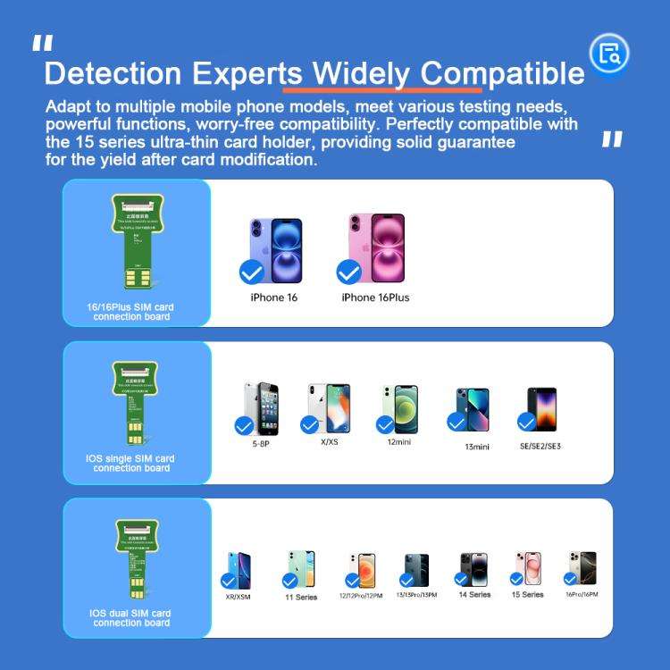 JCID V1S Pro / V1SE SIM Card Holder Testing Set for iPhone 5-16 / Android SIM + TF Card