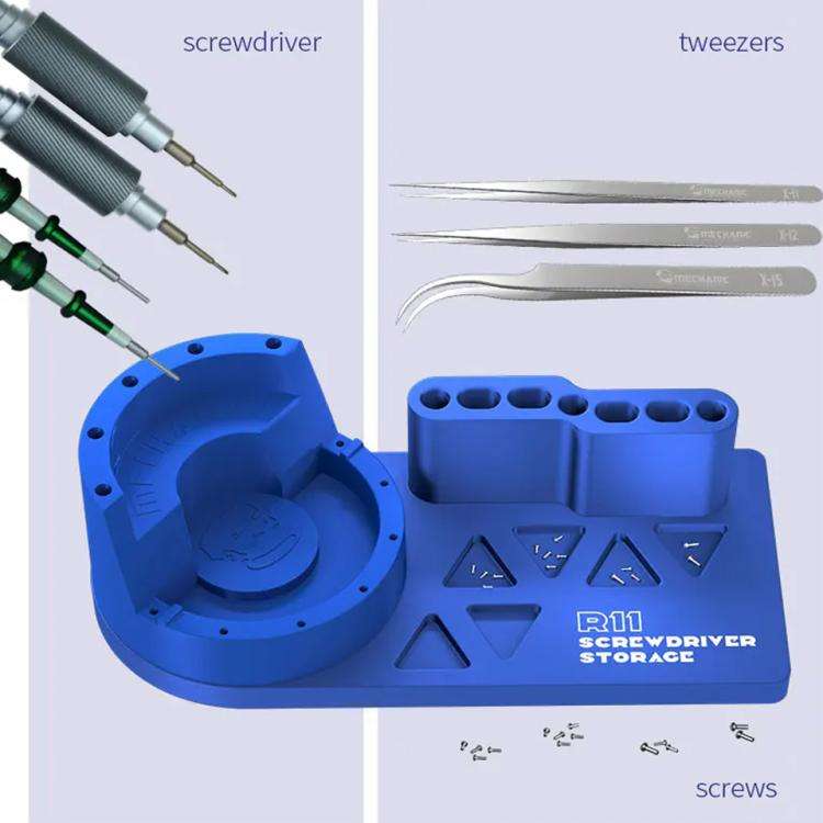 Mechanic R11 Tweezer / Screwdriver Aluminum Alloy Storage Rack with Phone Holder Function