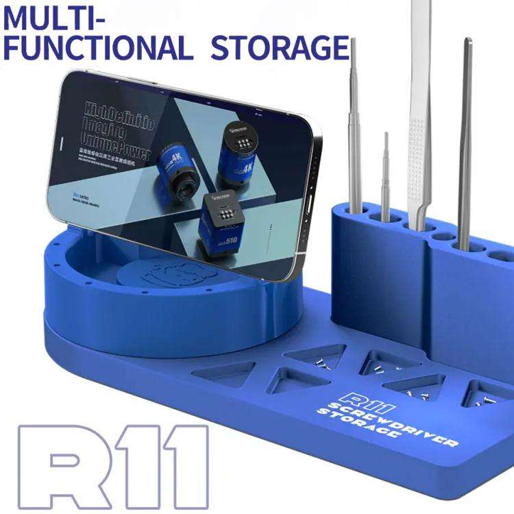 Mechanic R11 Tweezer / Screwdriver Aluminum Alloy Storage Rack with Phone Holder Function
