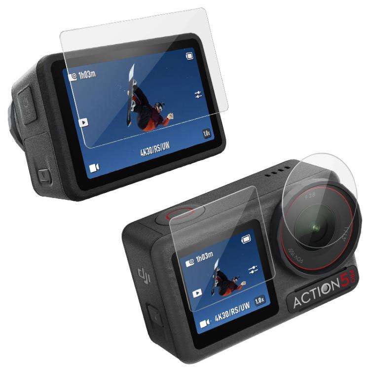 For DJI Osmo Action 5 Pro imak Rear Screen + Front Screen + Rear Camera Lens Tempered Glass Film