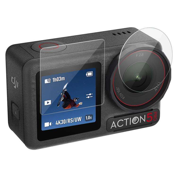 For DJI Osmo Action 5 Pro imak Rear Screen + Front Screen + Rear Camera Lens Tempered Glass Film