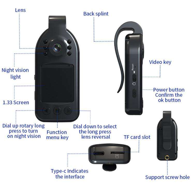 L09 1.33 inch Screen 1080P HD Outdoor Sports Camera Recorder(Black)