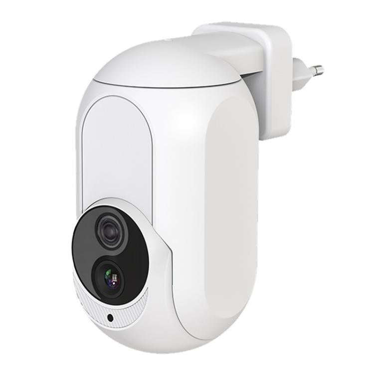 Home Socket Type WiFi Surveillance Camera Support Night Vision & Two-way Intercom, EU Plug(White)