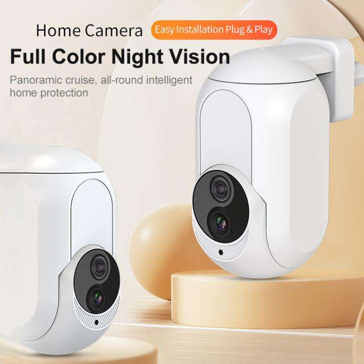 Home Socket Type WiFi Surveillance Camera Support Night Vision & Two-way Intercom, US Plug(White)